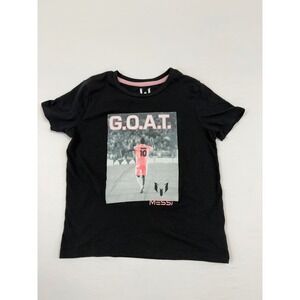 Messi Collection Youth Small Black GOAT Graphic T-Shirt Inter Miami Soccer Tee